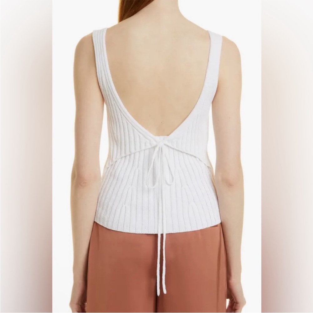 Vince White Rib Tie Back Cotton Blend Tank Top. Sz: M